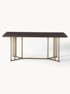 Mesa de comedor de madera de mango con diseño espiga Luca, tamaños diferentes