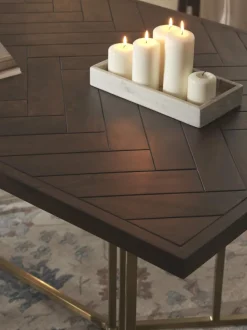 Mesa de comedor de madera de mango con diseño espiga Luca, tamaños diferentes