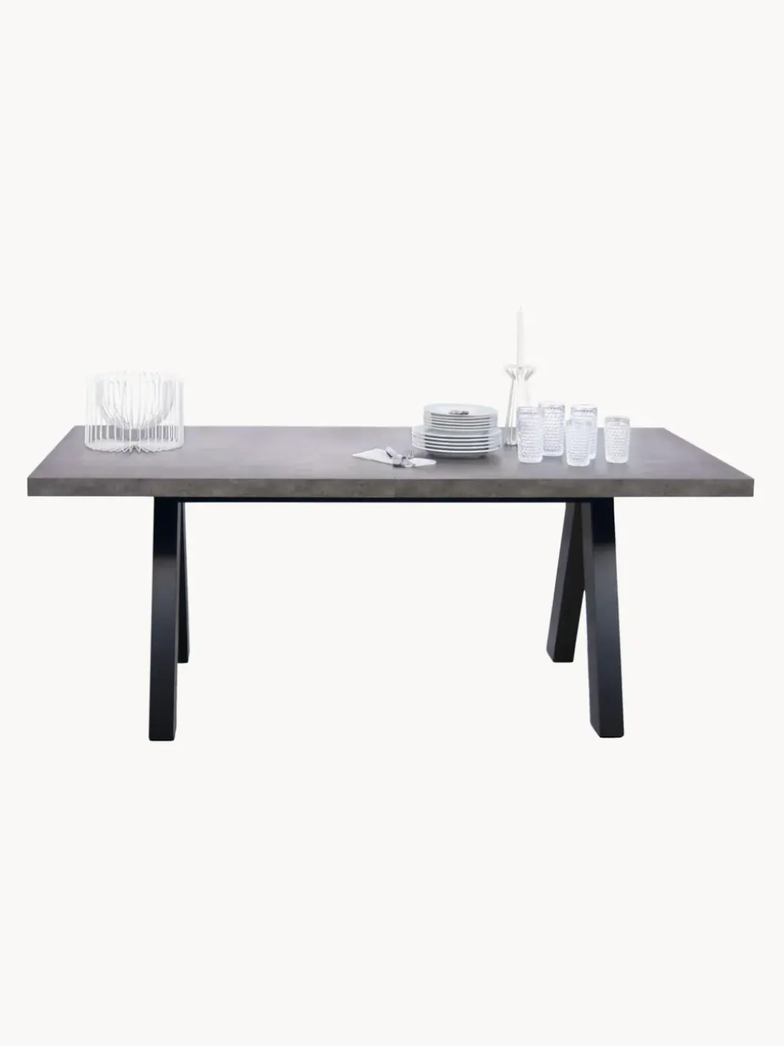 Mesa de comedor extensible en look cemento Apex, 200-250 x 100 cm