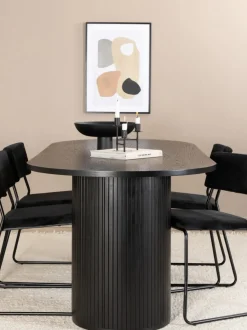 Mesa de comedor ovalada de madera Bianca, 200 x 90 cm