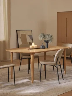Mesa de comedor ovalada de madera de roble maciza Archie, 200 x 100 cm