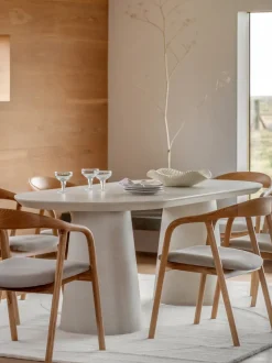 Mesa de comedor ovalada Pedra, 200 x 90 cm