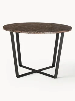 Mesa de comedor redonda Amble con tablero en look mármol, Ø 110 cm