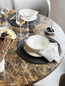 Mesa de comedor redonda Amble con tablero en look mármol, Ø 110 cm