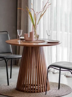 Mesa de comedor redonda de madera Brookland, Ø 90 cm