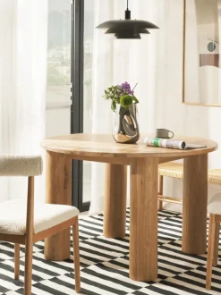 Mesa de comedor redonda de madera de roble Ohana, tamaños diferentes