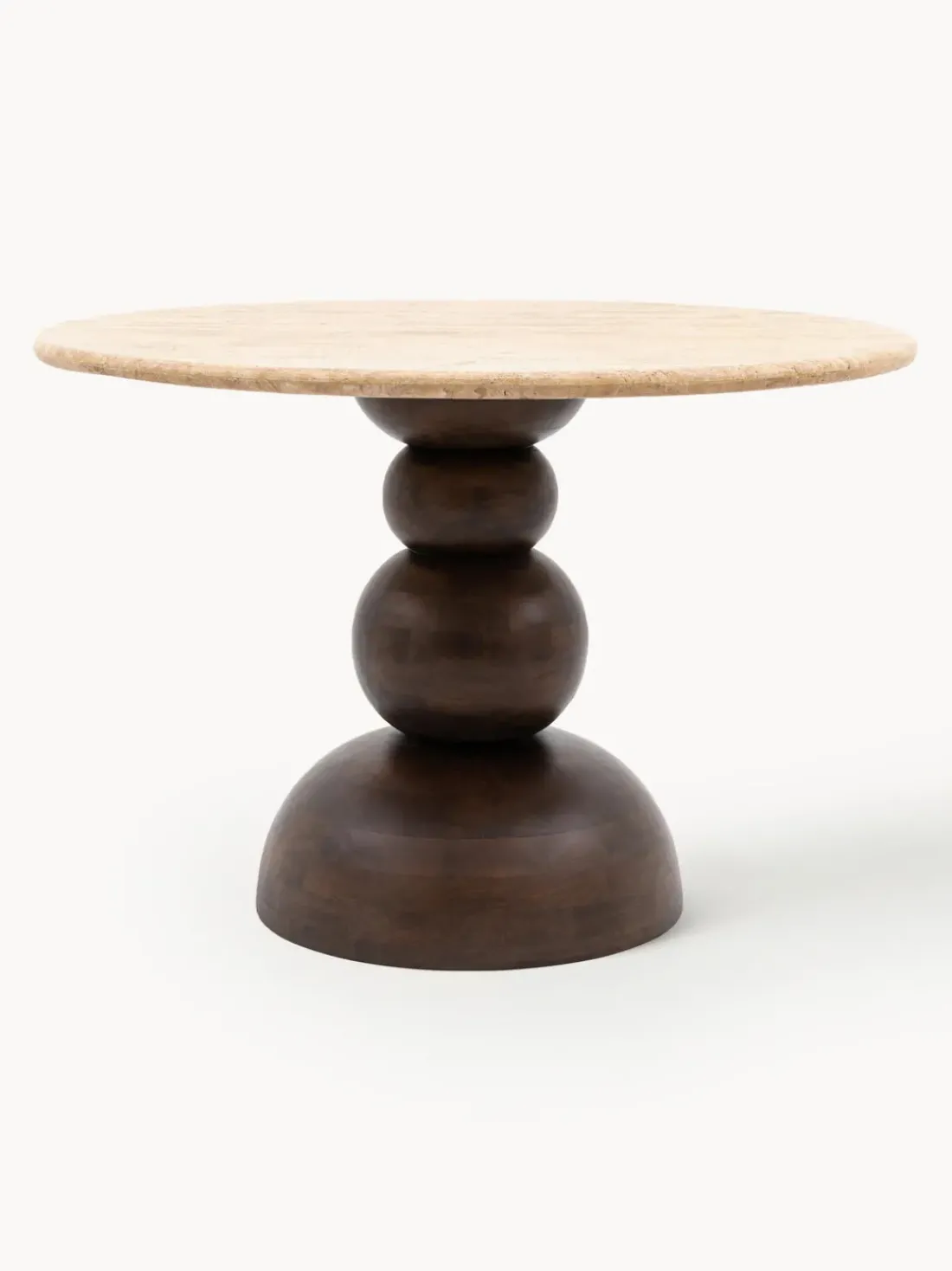 Mesa de comedor redonda Sculpt con tablero de travertino, Ø 110 cm