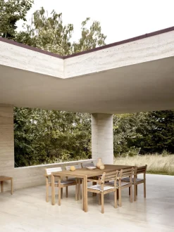Mesa de jardín de madera de teca AH901, 203 x 100 cm