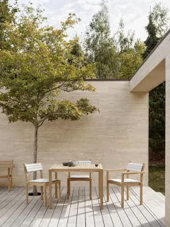 Mesa de jardín de madera de teca AH901, 100 x 99 cm