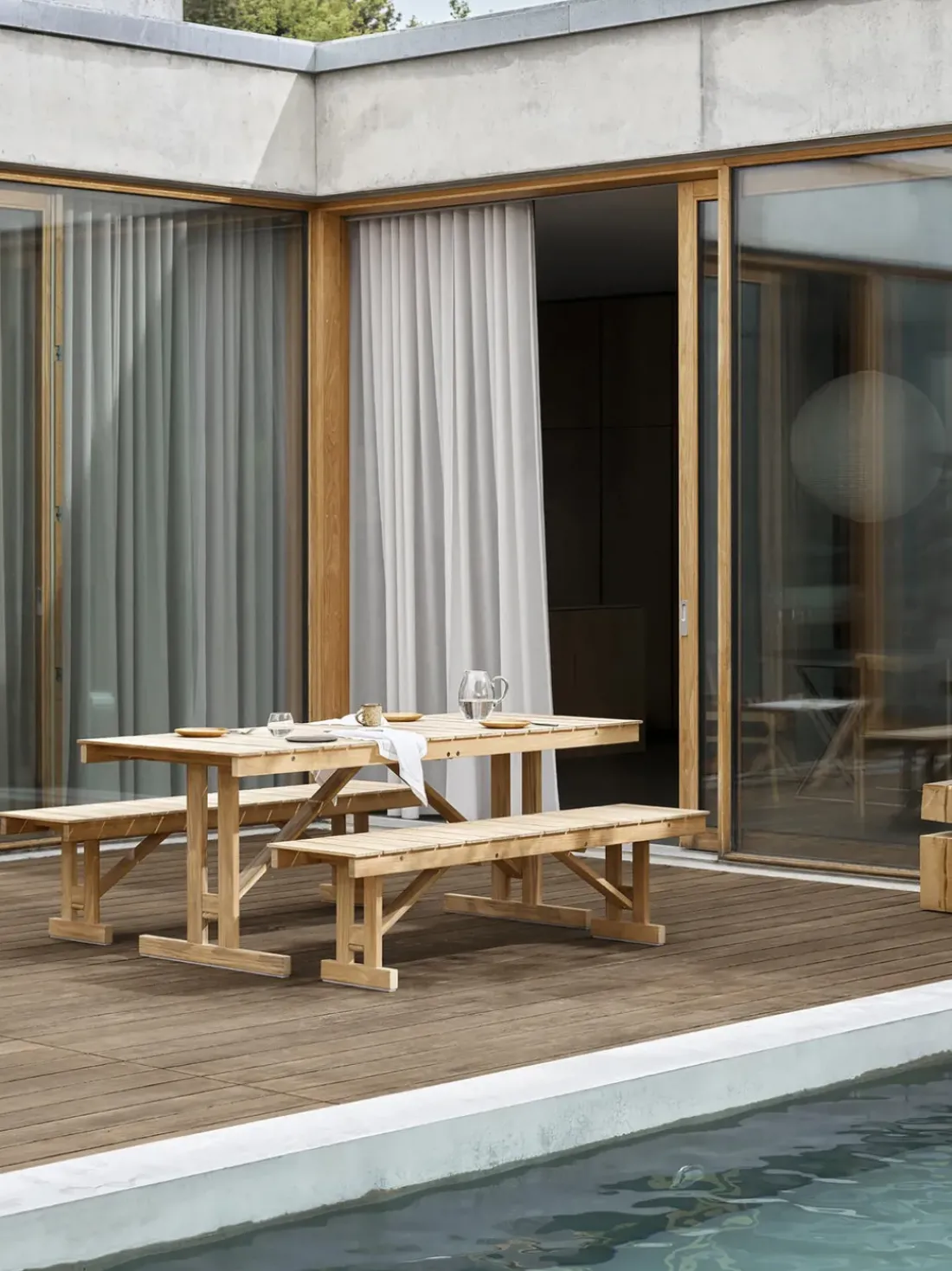 Mesa de jardín plegable de madera de teca BM1771, 195 x78 cm