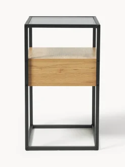 Mesita de noche con tablero de vidrio Randolf