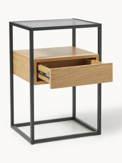 Mesita de noche con tablero de vidrio Randolf