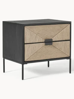Mesita de noche de madera de mango June, con cajones