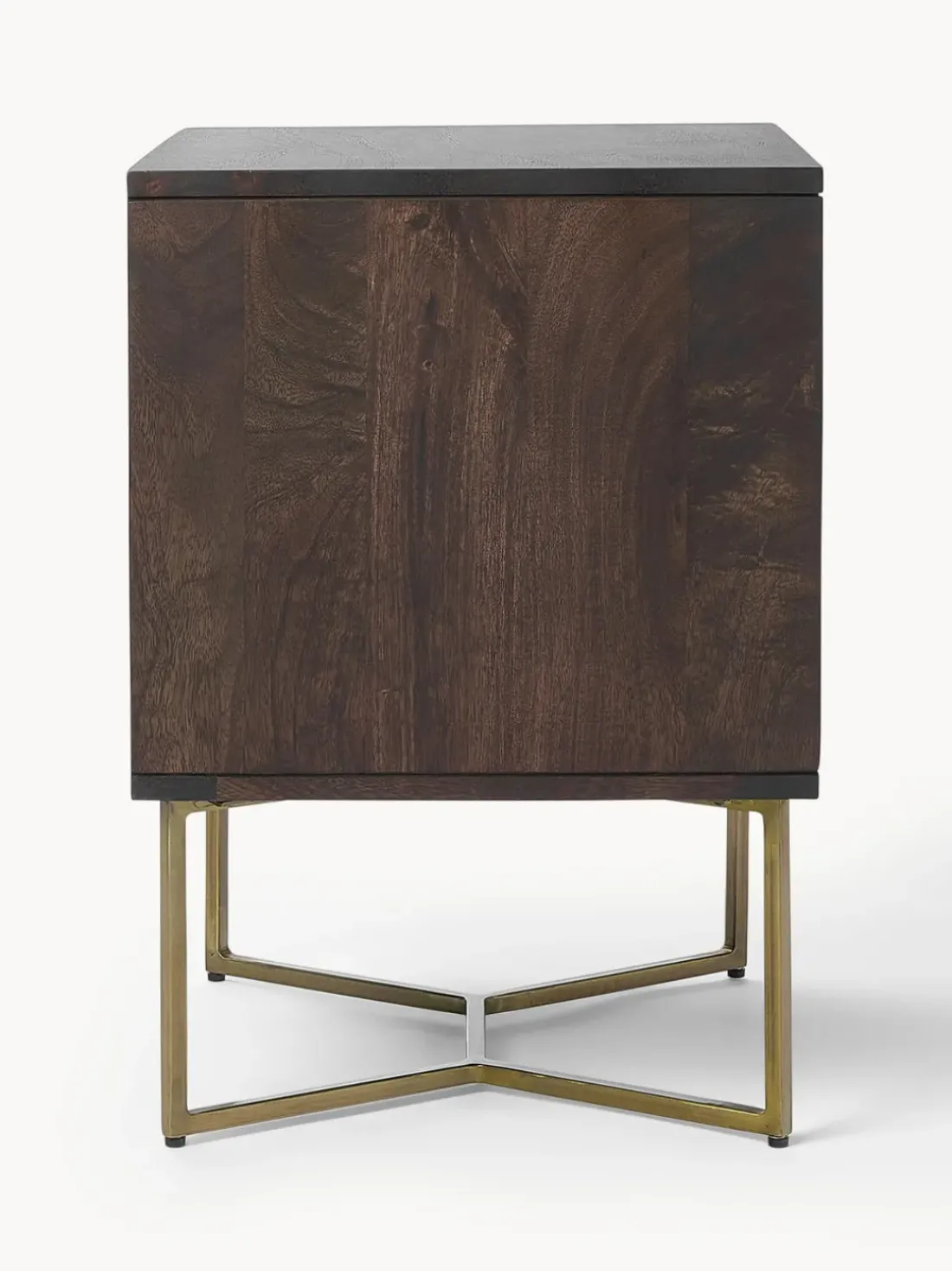Mesita de noche de madera de mango con diseño espiga Luca