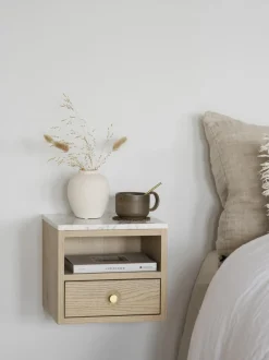 Mesita de noche de pared con tablero de mármol Whitmore