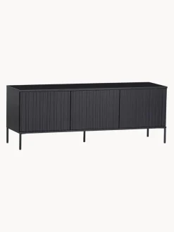 Mueble TV de madera de pino con frente acanalado Avourio, 3 puertas