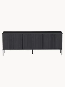 Mueble TV de madera de pino con frente acanalado Avourio, 3 puertas