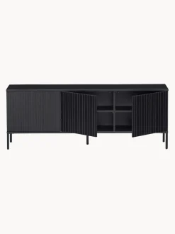 Mueble TV de madera de pino con frente acanalado Avourio, 3 puertas