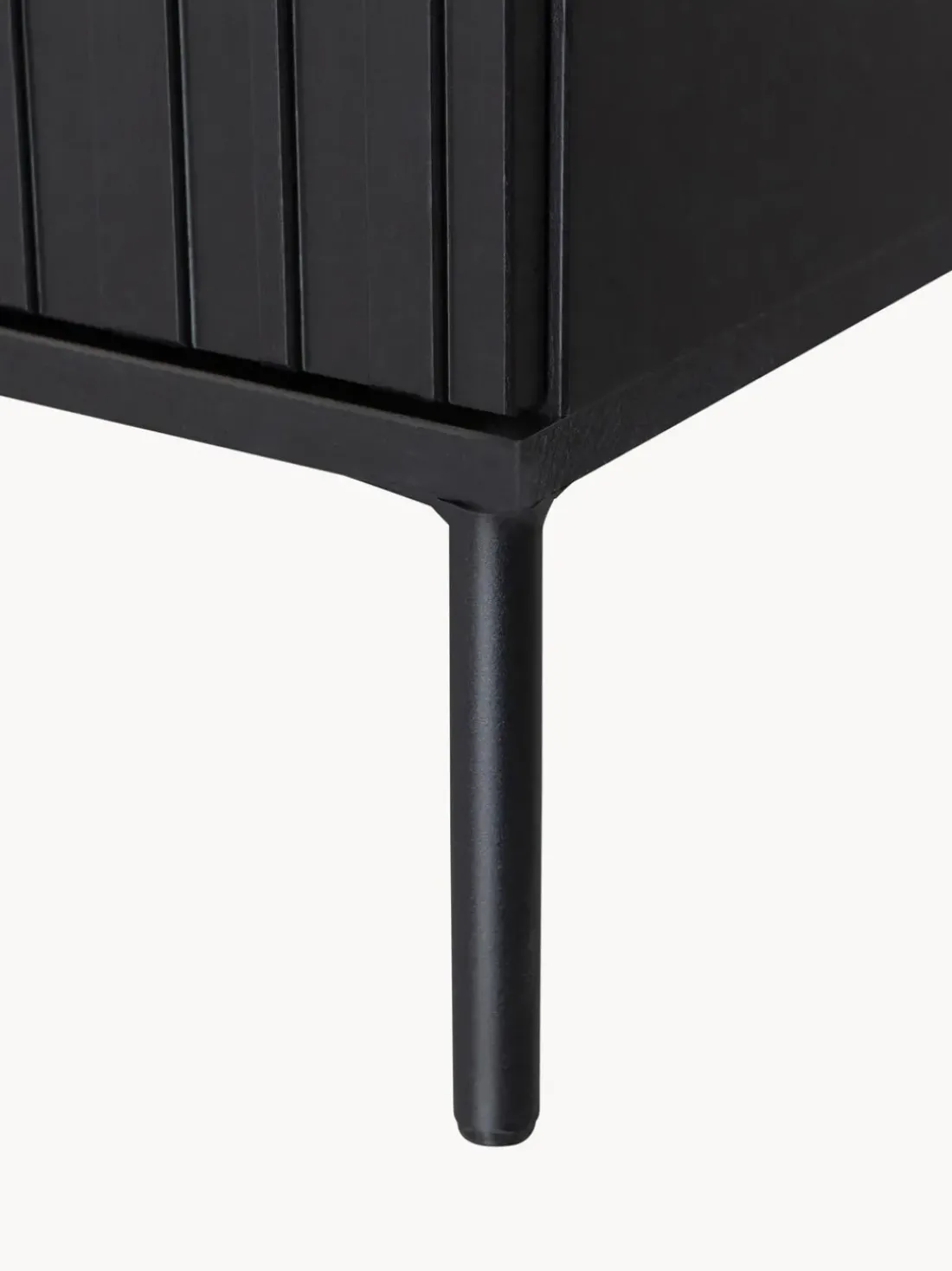 Mueble TV de madera de pino con frente acanalado Avourio, 3 puertas