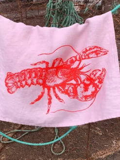Paño de cocina de lino artesanal Lobster