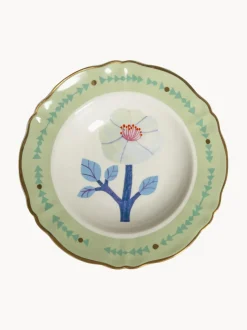 Plato hondo artesanal de porcelana Hibiscus