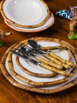 Plato llano pintado a mano Bamboo