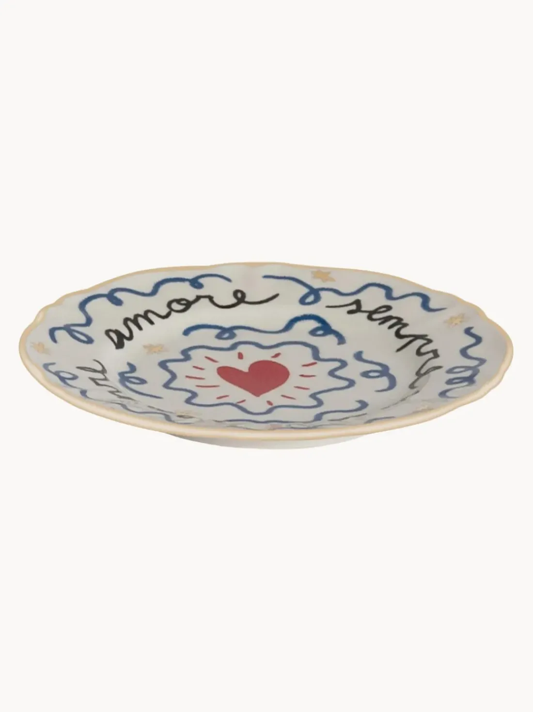 Plato postre artesanal de porcelana Heart