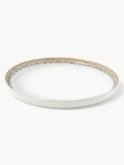Platos llanos artesanales con esmalte reactivo Danza, 4 uds.