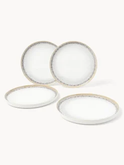 Platos llanos artesanales con esmalte reactivo Danza, 4 uds.