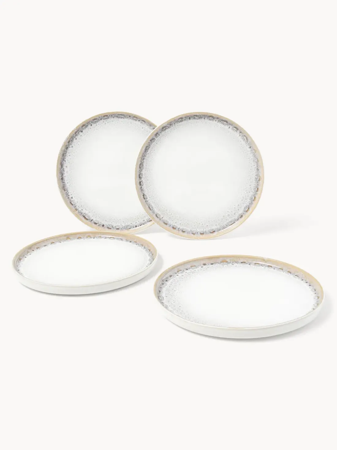 Platos llanos artesanales con esmalte reactivo Danza, 4 uds.