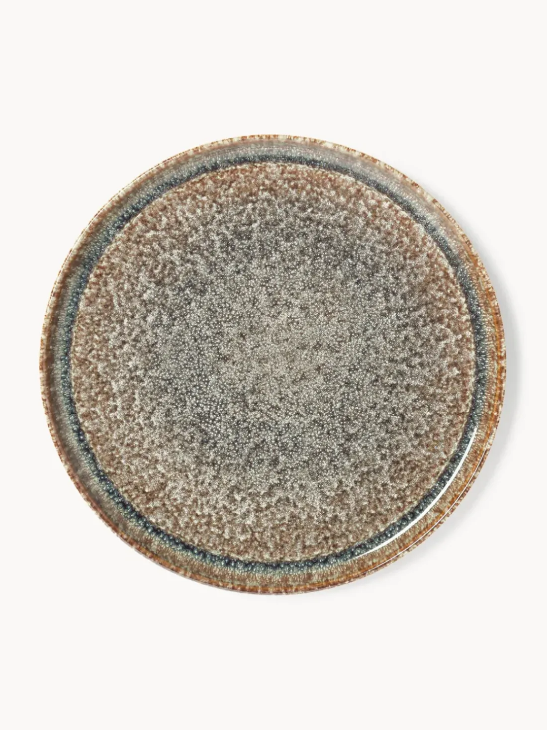 Platos llanos artesanales con esmalte reactivo Danza, 4 uds.