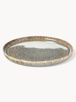 Platos llanos artesanales con esmalte reactivo Danza, 4 uds.