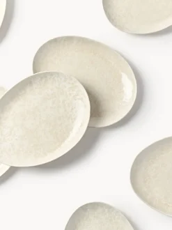 Platos llanos artesanales de forma orgánica Macey, 4 uds.