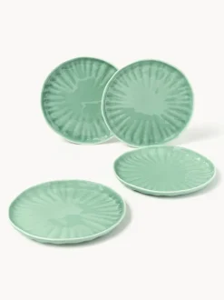 Platos postre de porcelana con relieves Sali, 4 uds.