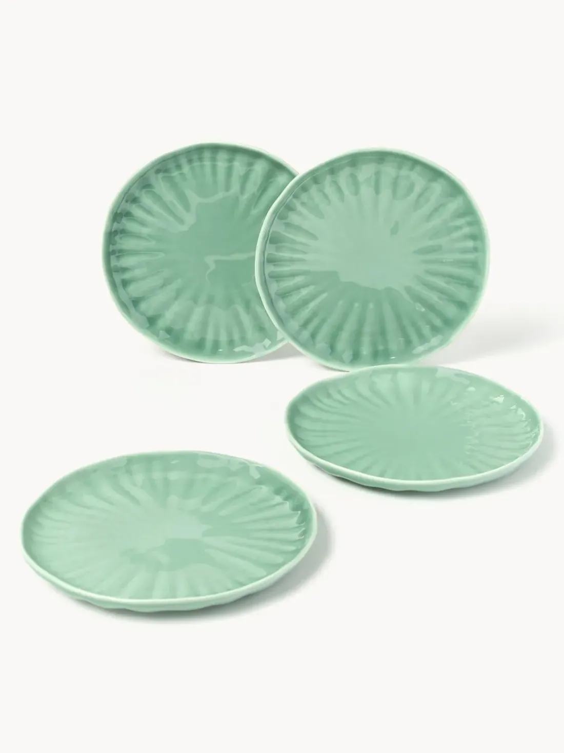 Platos postre de porcelana con relieves Sali, 4 uds.