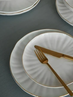 Platos postre de porcelana con relieves Sali, 2 uds.