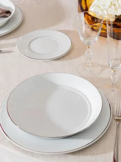 Platos postre de porcelana con borde platino pintado a mano Vitruv, 2 uds.
