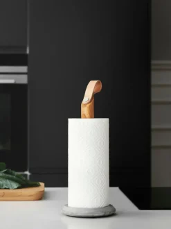 Portarrollos de cocina de madera de roble Grab
