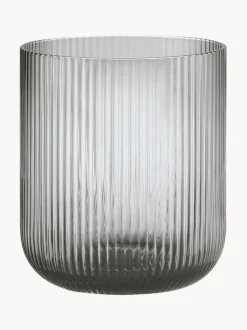 Portavelas de vidrio con relieves Ven, 16 cm