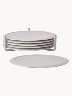 Posavasos de silicona con soporte Plain, 6 uds.