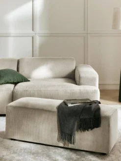 Puf reposapiés de pana grande Melva, 116 x 42 cm