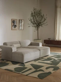 Puf reposapiés de pana grande Melva, 116 x 42 cm