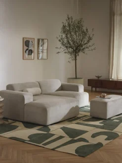 Puf reposapiés de pana grande Melva, 116 x 42 cm