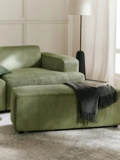 Puf reposapiés de pana grande Melva, 116 x 42 cm