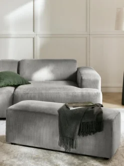 Puf reposapiés de pana grande Melva, 116 x 42 cm