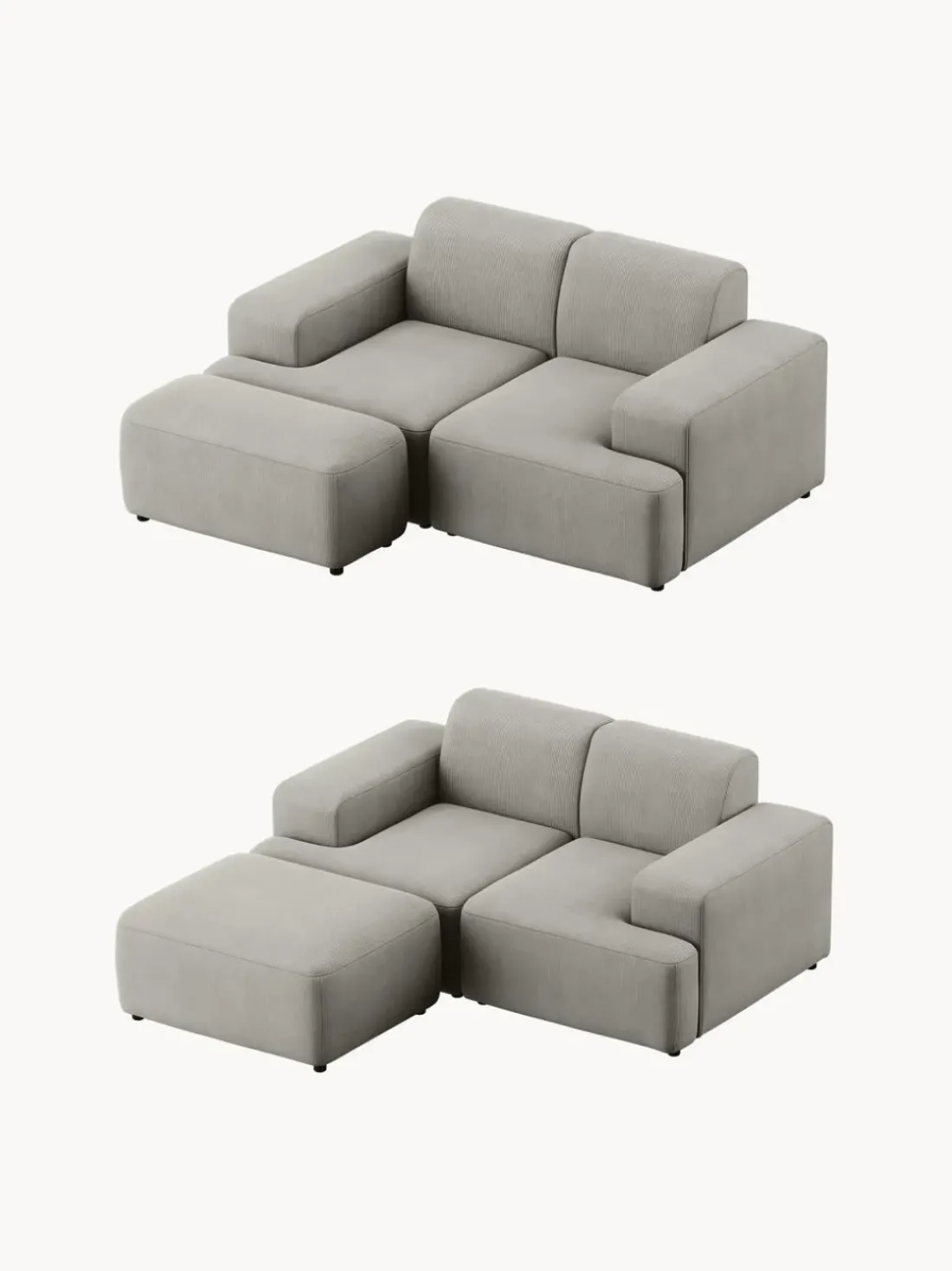 Puf reposapiés de pana Melva, An 99 x F 72 cm