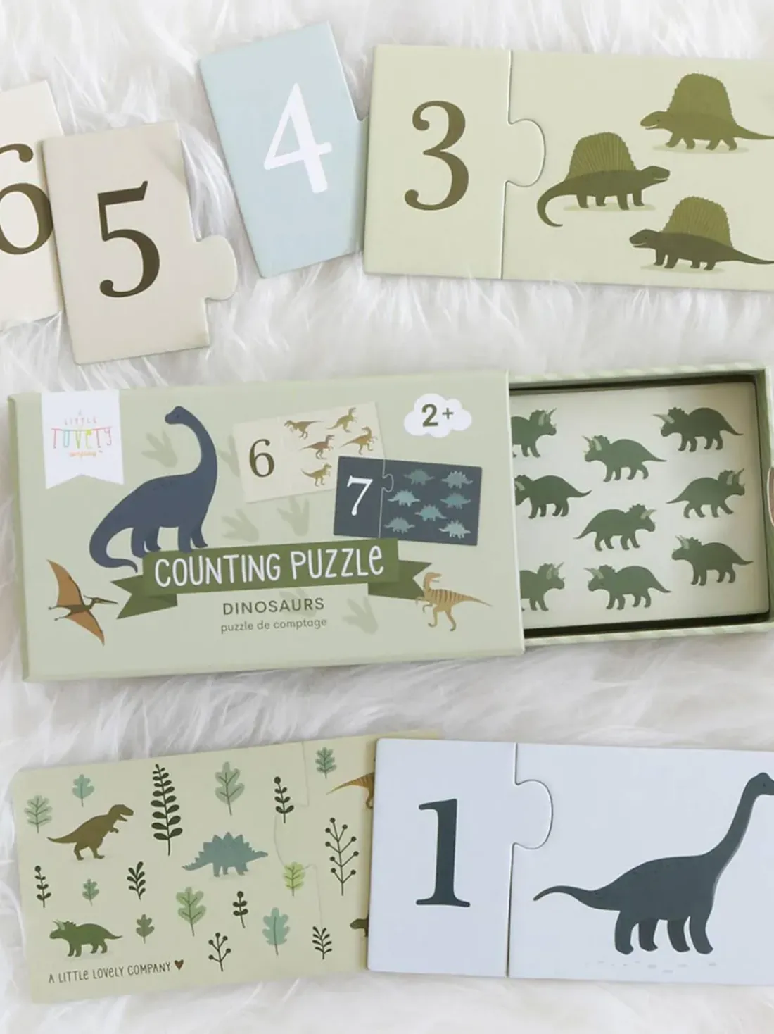 Puzzle de madera para contar Dinosaurs
