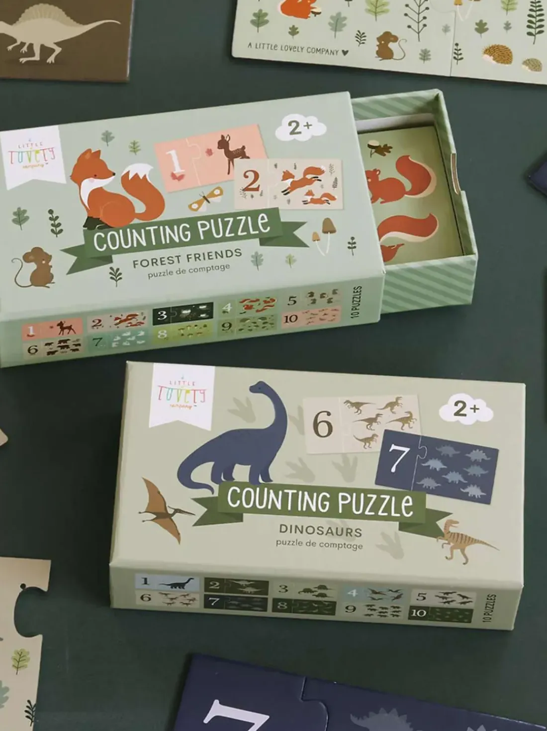 Puzzle de madera para contar Dinosaurs