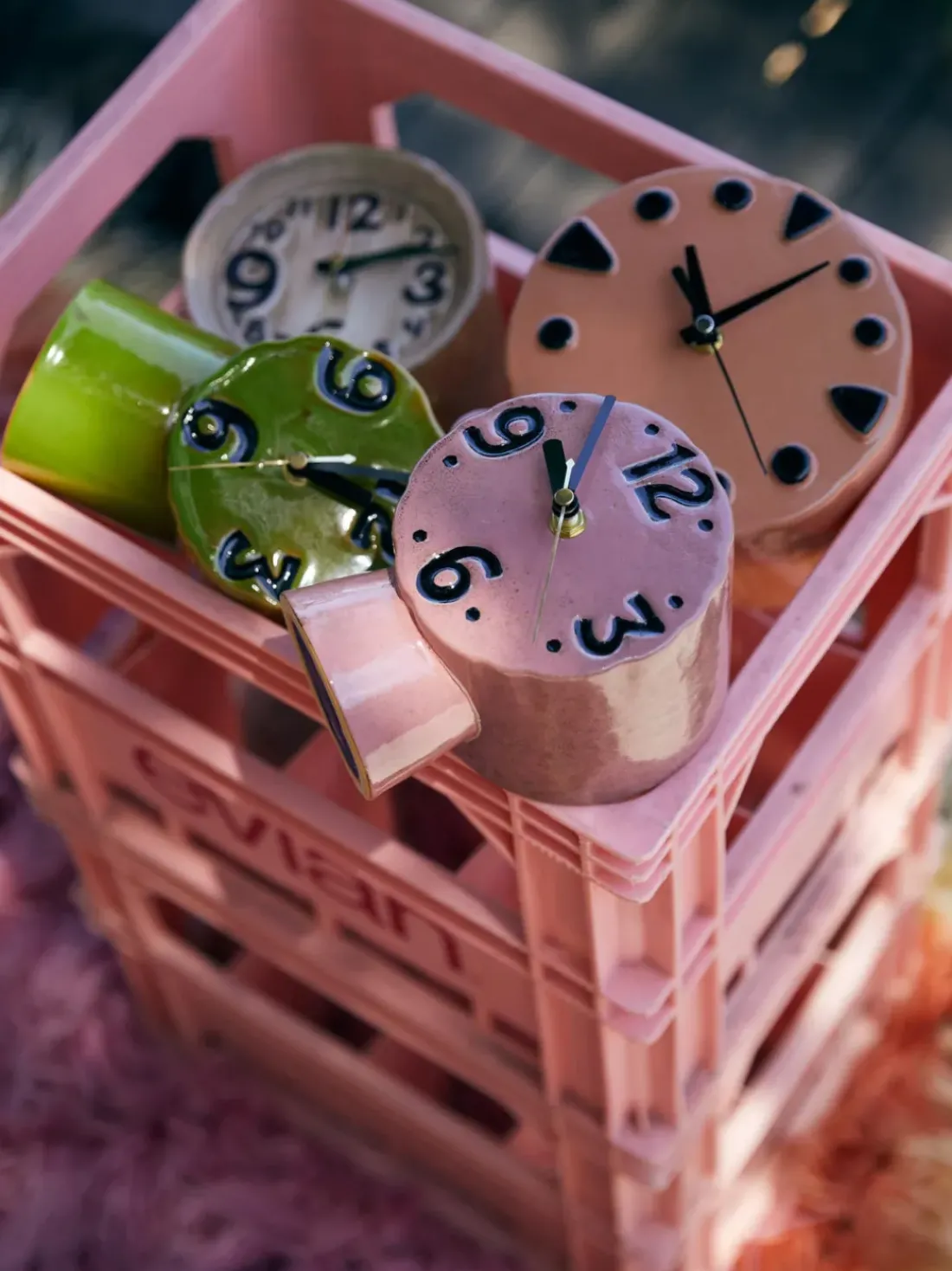 Reloj de mesa de cerámica pintado a mano Retro