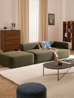 Reposapiés puf en tejido bouclé Anton